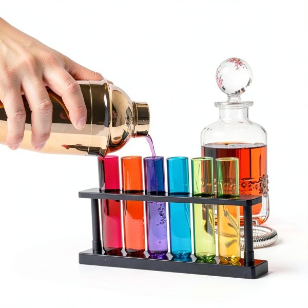 Juvale Test Tube Shot Glasses Plastic 4 Pack Multicolor 1.5 oz Tubes-1