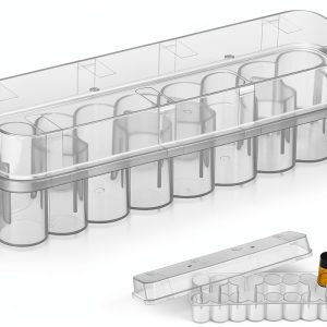 Homoyoyo 24 Count 3ml Plastic Vial Box Case Transparent Microtube Holder with Lid for Safe Storage Organization White-0