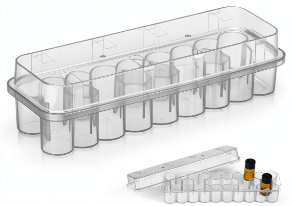 Homoyoyo 24 Count 3ml Plastic Vial Box Case Transparent Microtube Holder with Lid for Safe Storage Organization White-0
