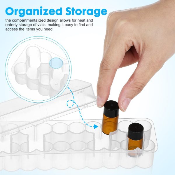 Homoyoyo 24 Count 3ml Plastic Vial Box Case Transparent Microtube Holder with Lid for Safe Storage Organization White-2