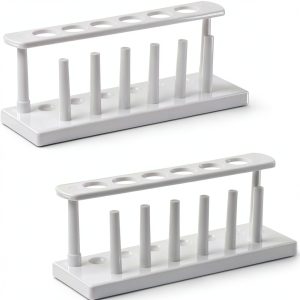 25mm Plastic In-Line Test Tube Rack – Karter Scientific White, 6 Tubes-0