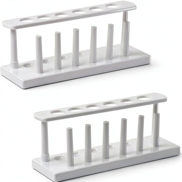 25mm Plastic In-Line Test Tube Rack – Karter Scientific White, 6 Tubes-0